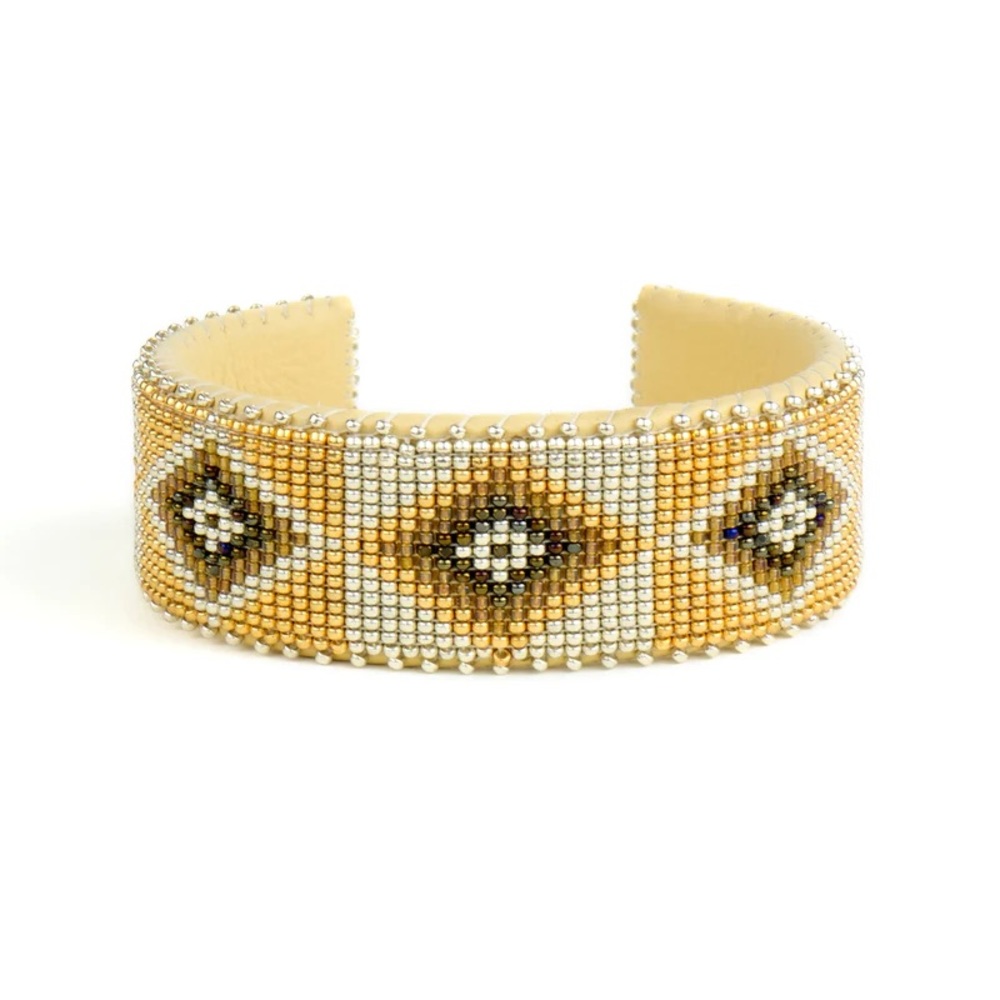 Glass beaded cuff by Etkie in “Jack” design